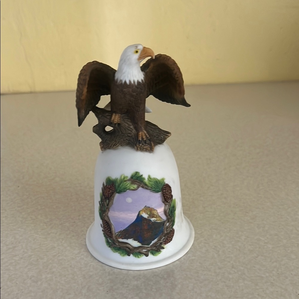 Eagle Figurine Bell with Mountain Scene
